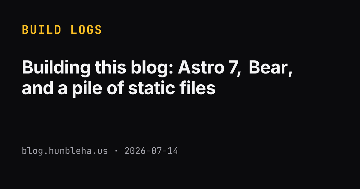 Building this blog: Astro 7, Bear, and a pile of static files